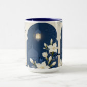 Bloemige Islamitische Boog Mok | Midnight & Ivory (Midden)