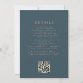 Bloemige Ivoren Roze Gouden Teal QR Code Bruiloft Kaart (Achterkant)