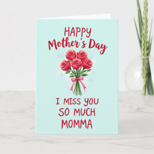 Bloemige kaart 'Ik mis je, mama'
