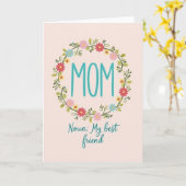 Bloemige kaart voor de beste vriendin van de moede (Gele Bloem)
