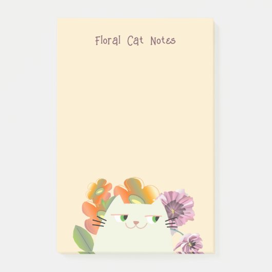 Bloemige kat plaknotities Schattig Kawaii Bloem Post-it® Notes (Voorkant)