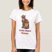 Bloemige kat T-shirt | Mooie bloem kitty ontwerp (Voorkant)