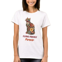 Bloemige kat T-shirt | Mooie bloem kitty ontwerp