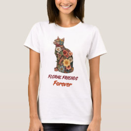 Bloemige kat T-shirt | Mooie bloem kitty ontwerp