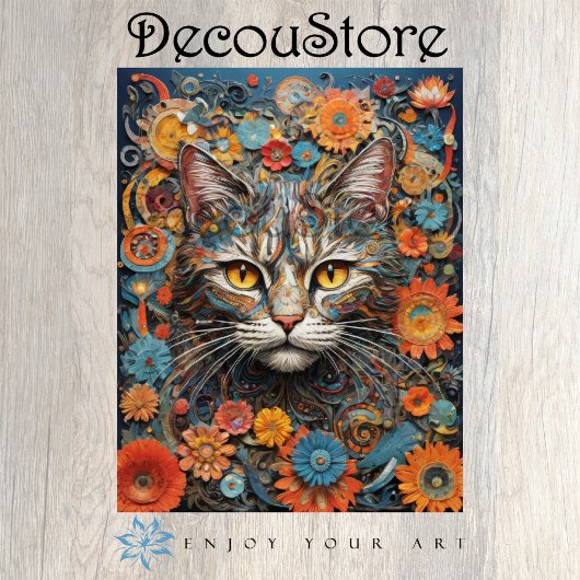 Bloemige Katafbeelding met Decoupage Tissuepapier