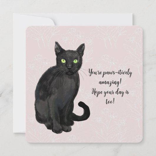 Bloemige kattenachtergrond feestdagenkaart (Voorkant)