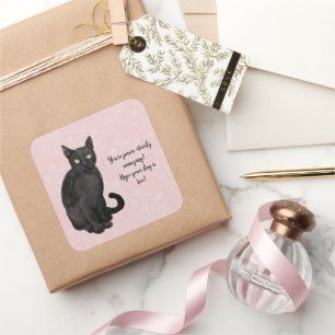 Bloemige kattenachtergrond vierkante sticker