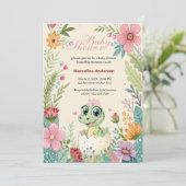 Bloemige kawaii baby alligator uitbroedende eitjes kaart (Staand voorkant)