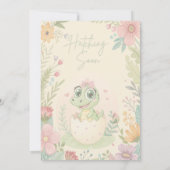 Bloemige kawaii baby alligator uitbroedende eitjes kaart (Achterkant)