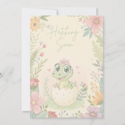 Bloemige kawaii baby alligator uitbroedende eitjes kaart (Achterkant)