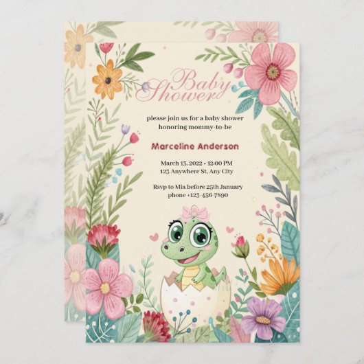 Bloemige kawaii baby alligator uitbroedende eitjes kaart (Voorkant / Achterkant)