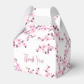 Bloemige kersbloesem roze witte bruidsdouche bedankdoosjes (Achterkant)