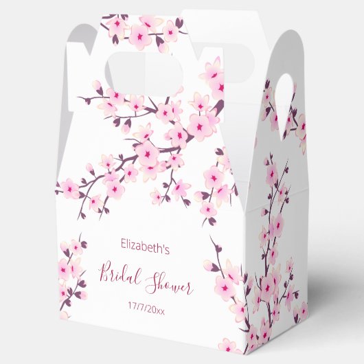 Bloemige kersbloesem roze witte bruidsdouche bedankdoosjes (Geopend)