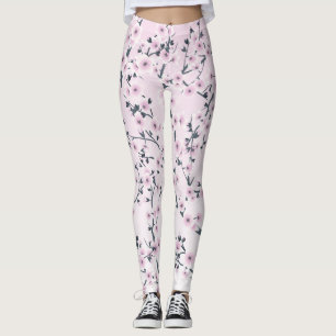 Bloemige Kersenbloesem Roze Leggings