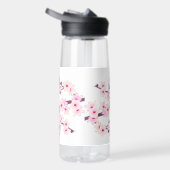 Bloemige Kersenbloesem | Roze Witte Monogram Waterfles (Rechts)