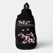 Bloemige Kersenbloesem Zwart Roze Monogram Sling Bag (Voorkant)