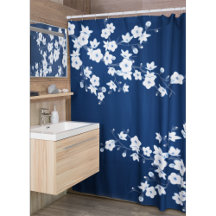 Bloemige Kersenbloesems Navy Wit Klassiek
