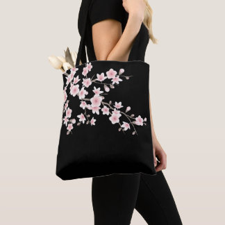 Bloemige Kersenbloesems ROZE Roze Zwart Tote Bag
