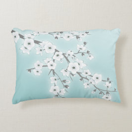 Bloemige kersenbloesems (Sakura) Mint Wit Accent Kussen