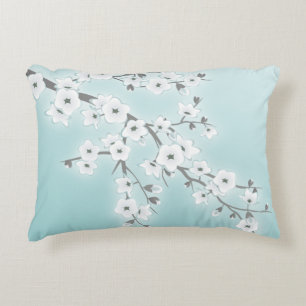Bloemige kersenbloesems (Sakura) Mint Wit Accent Kussen