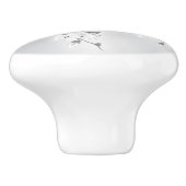 Bloemige Kersenbloesems Wit Zilver Keramische Knop (Zijkant)