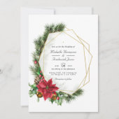 Bloemige Kerst Geometrische QR Code RSVP Bruiloft Kaart (Voorkant)