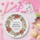 Bloemige Kerst Winter Bruiloft Borrel  Papieren Bordje (Feest)