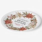 Bloemige Kerst Winter Bruiloft Borrel  Papieren Bordje (Gekanteld)