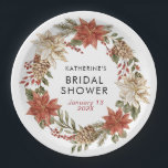 Bloemige Kerst Winter Bruiloft Feest Papieren Bordje<br><div class="desc">Bloemige Kerst Winter Bruiloft Feest Papieren Borden. Overeenkomende artikelen beschikbaar.</div>