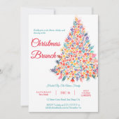 Bloemige Kerstboom Familie Brunch Uitnodiging (Voorkant)