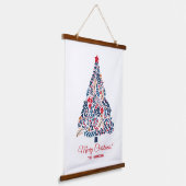  bloemige kerstboom hangend wandkleed (Gebogen)