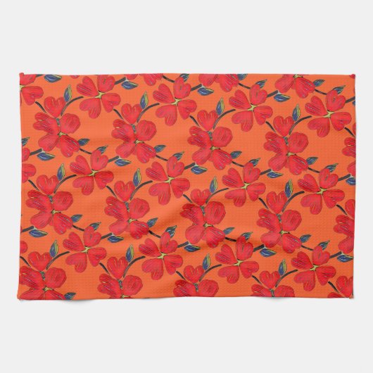 Bloemige keukendoek theedoek (Horizontaal)