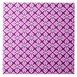Bloemige kimono-afdruk, orchidee roze en paars tegeltje
