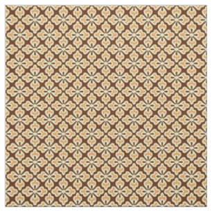 Bloemige kimono print, karamel en chocoladebruin stof