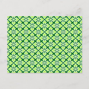 Bloemige kimono print, limoen en dennen groen briefkaart