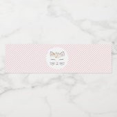 Bloemige Kitten Verjaardagsfeest Waterfles Labels Etiket (Enkel label)