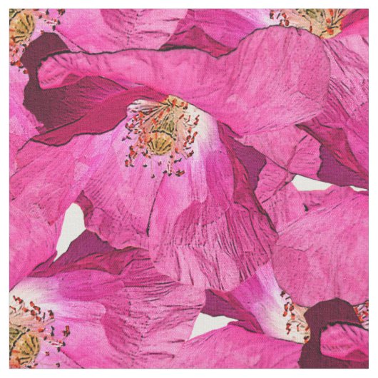 Bloemige klaprozen roze patroon. stof (Close Up)