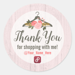 Bloemige Kledinghanger Kast Boutique Bedankt Ronde Sticker