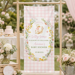 Bloemige Kleine Dwaze Gans Meisje Baby Shower Spandoek