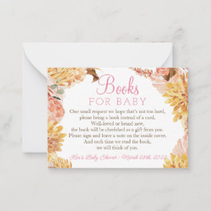 Bloemige Kleine POMPOEN Baby Shower Boeken voor Ba Notitiekaartje