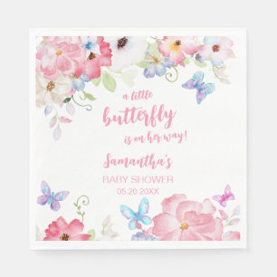 Bloemige Kleine Vlinder Baby Shower Servet