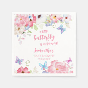 Bloemige Kleine Vlinder Baby Shower Servet