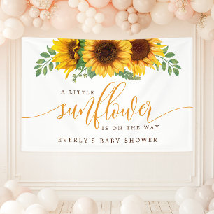 Bloemige Kleine Zonnebloem Op Weg Baby Shower Spandoek
