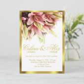 Bloemige knuffel Roze Calla-lelies Bruiloft Kaart (Staand voorkant)