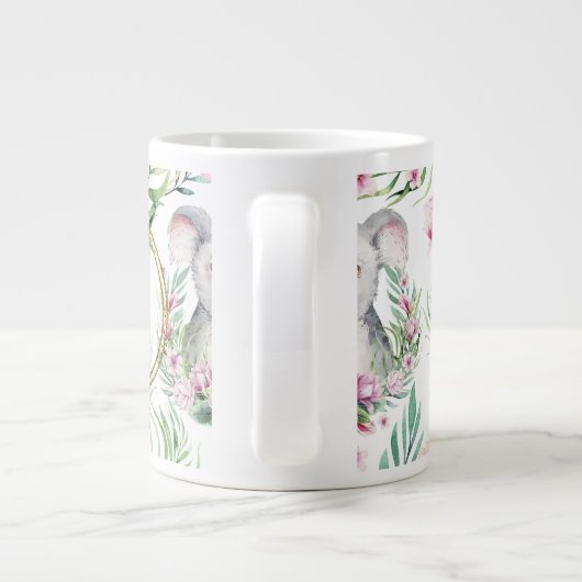 Bloemige KOALA BEER Monogram Meisjes Slaapkamer Ba Grote Koffiekop (Achterkant)
