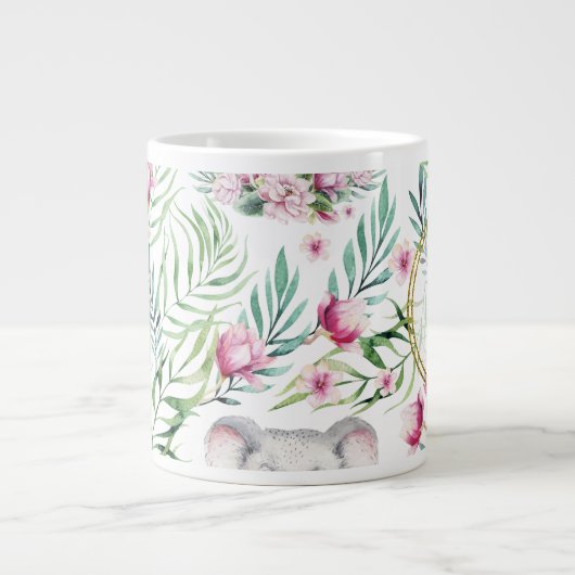 Bloemige KOALA BEER Monogram Meisjes Slaapkamer Ba Grote Koffiekop (Voorkant)