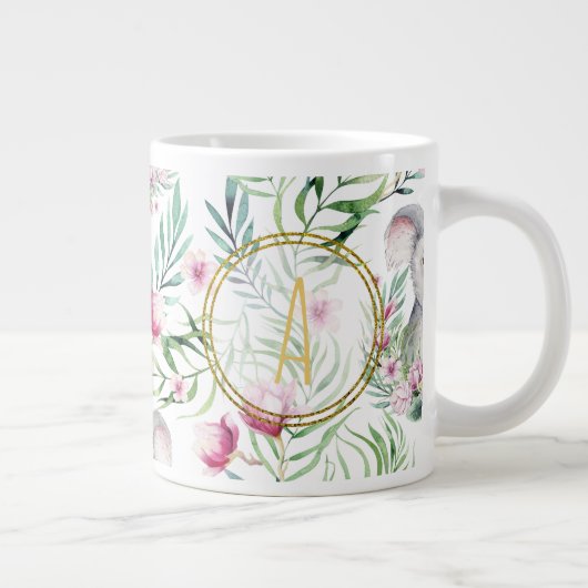 Bloemige KOALA BEER Monogram Meisjes Slaapkamer Ba Grote Koffiekop (Rechts)