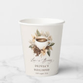 Bloemige koffie liefde bruist bruiloft feestje papieren bekers (Achterkant)