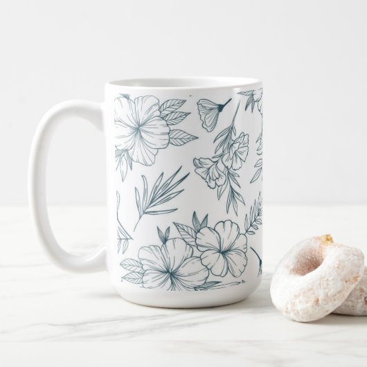 Bloemige koffiemok van 15oz (Met donut)