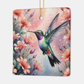 bloemige kolibrie versiering keramisch ornament (Links)